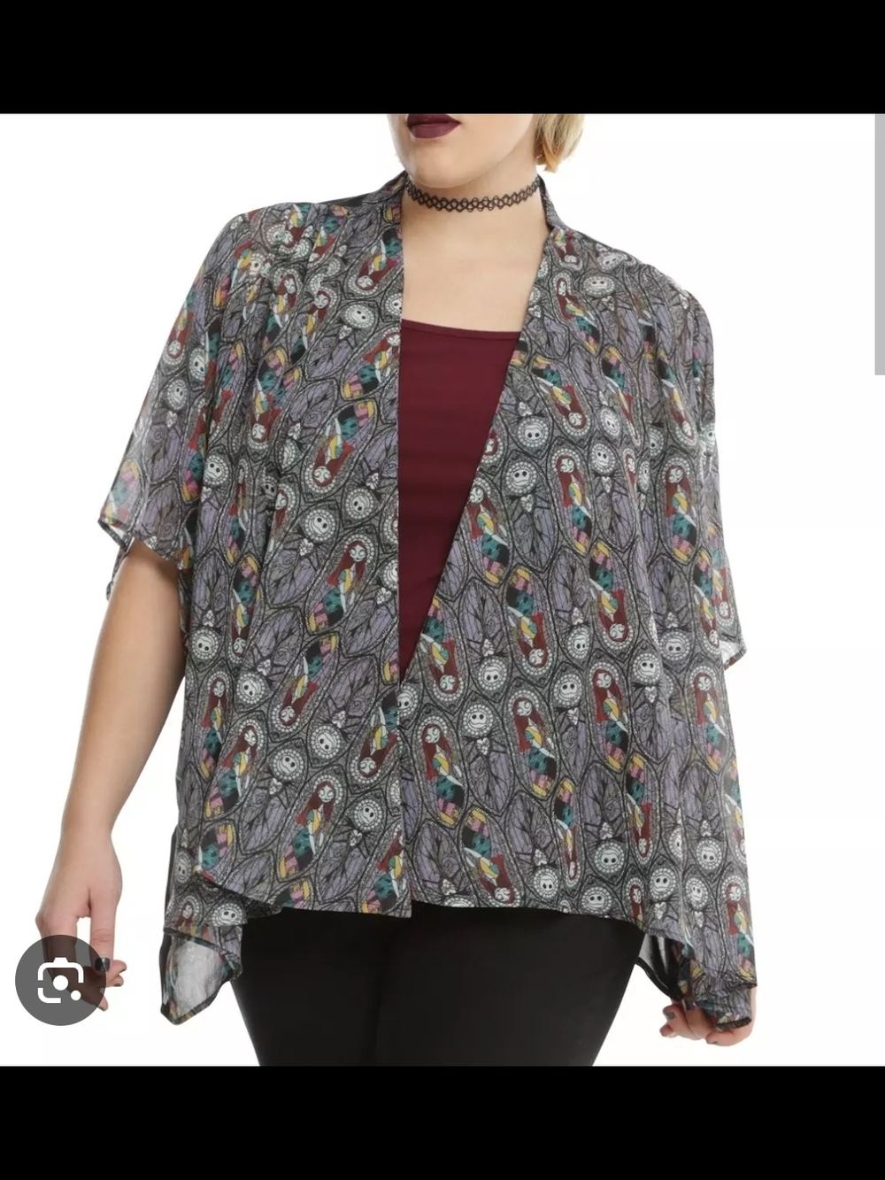 Hot Topics Disney Nightmare Before Xmas Open-Front Kimono Top Sz Med